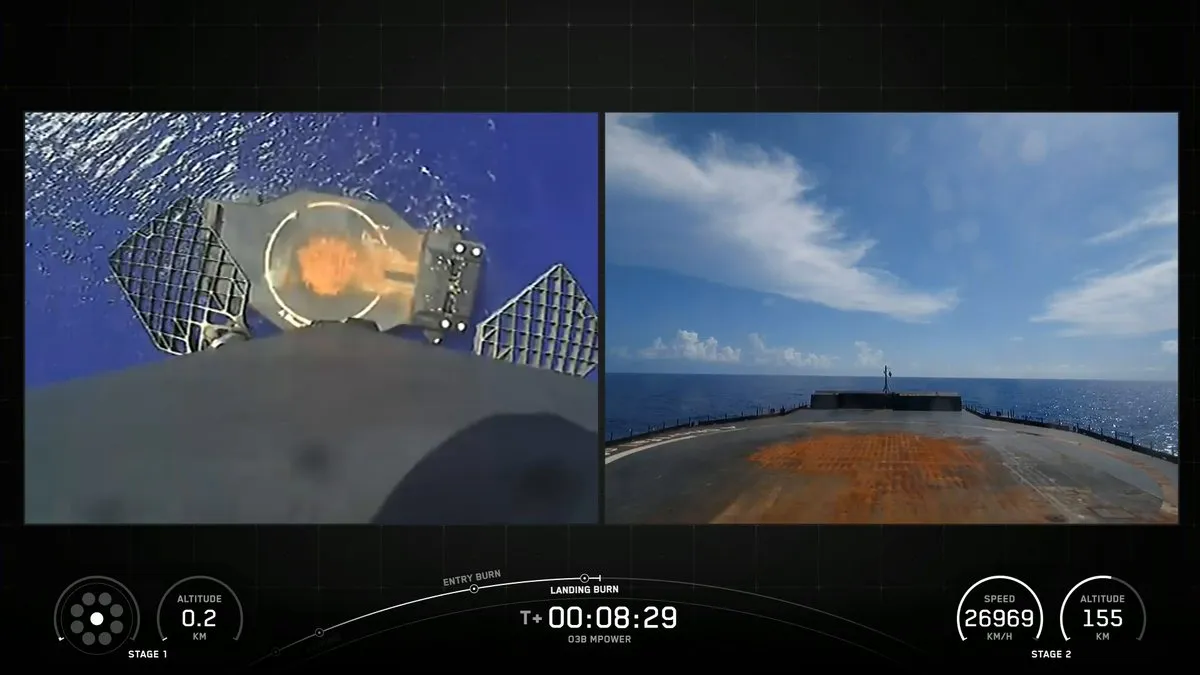 드론십 A Shortfall of Gravitas에 착륙하는 팰컨9 1단 (SpaceX 공식 영상 스틸)